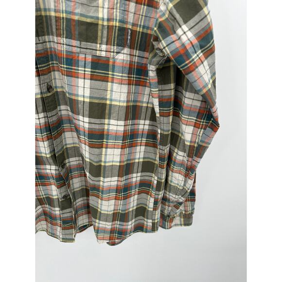 Eddie Bauer Shirt Men XL TALL Green Earth Tone Plaid Classic Fit Button Up - Picture 3 of 10